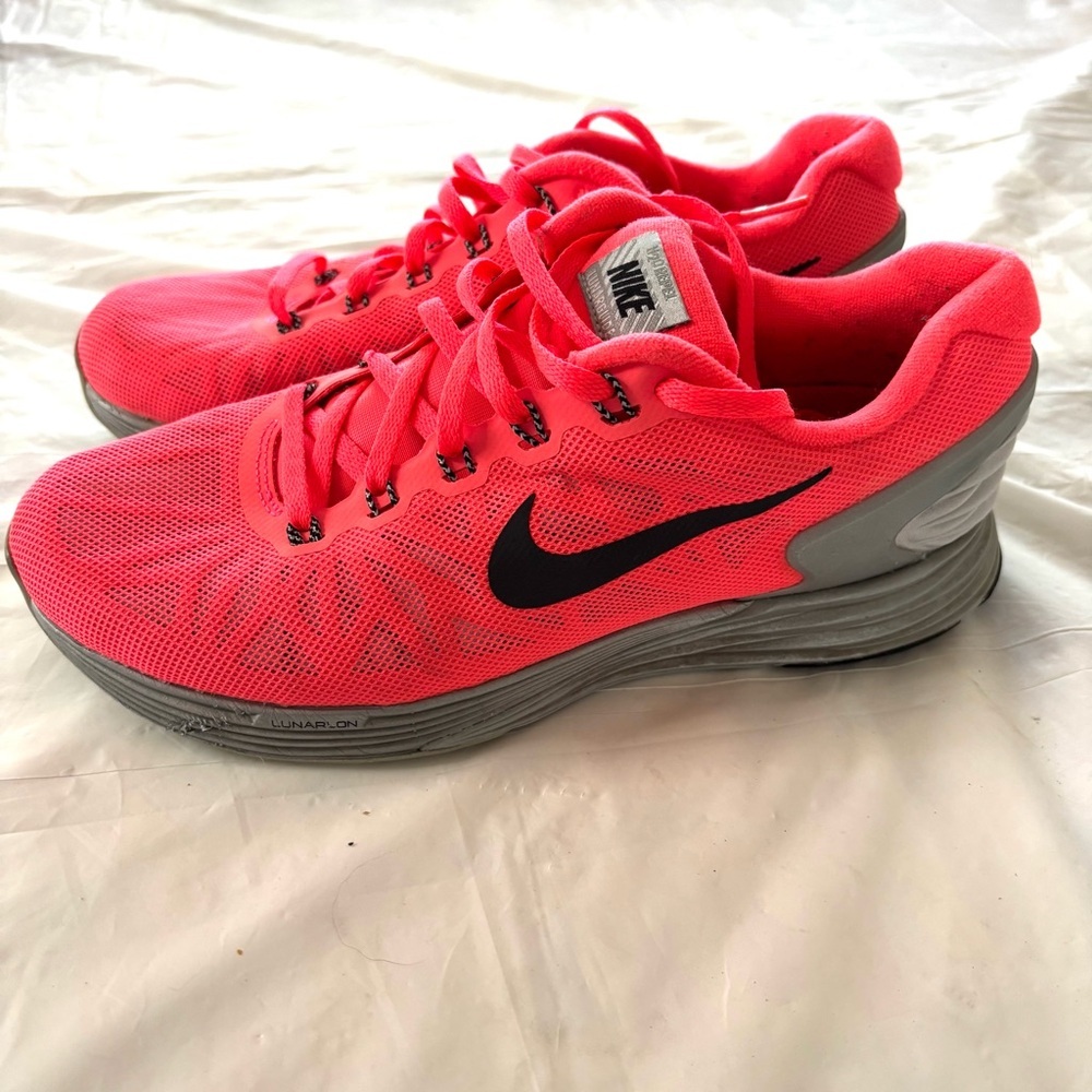 Nike Lunarglide 6 Pink Black Sneakers SZ 7.5 Worn 1X Indoors - Picture 2 of 13